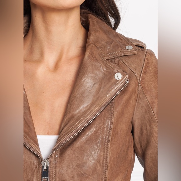 NEW w Tags LaMarque Grained Moto Leather Biker Jacket Washed All Saints Acne - Picture 5 of 9